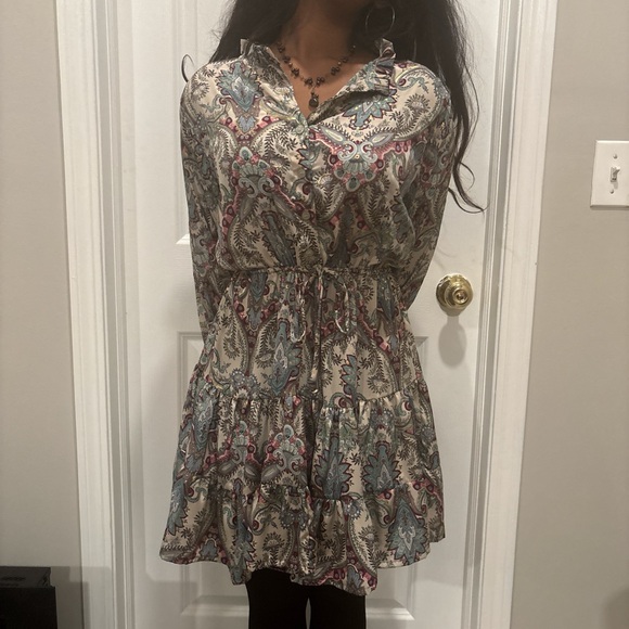Paani Dresses & Skirts - 🌿 Paisley Tiered Boho Mini Dress – Long Sleeve 🌿